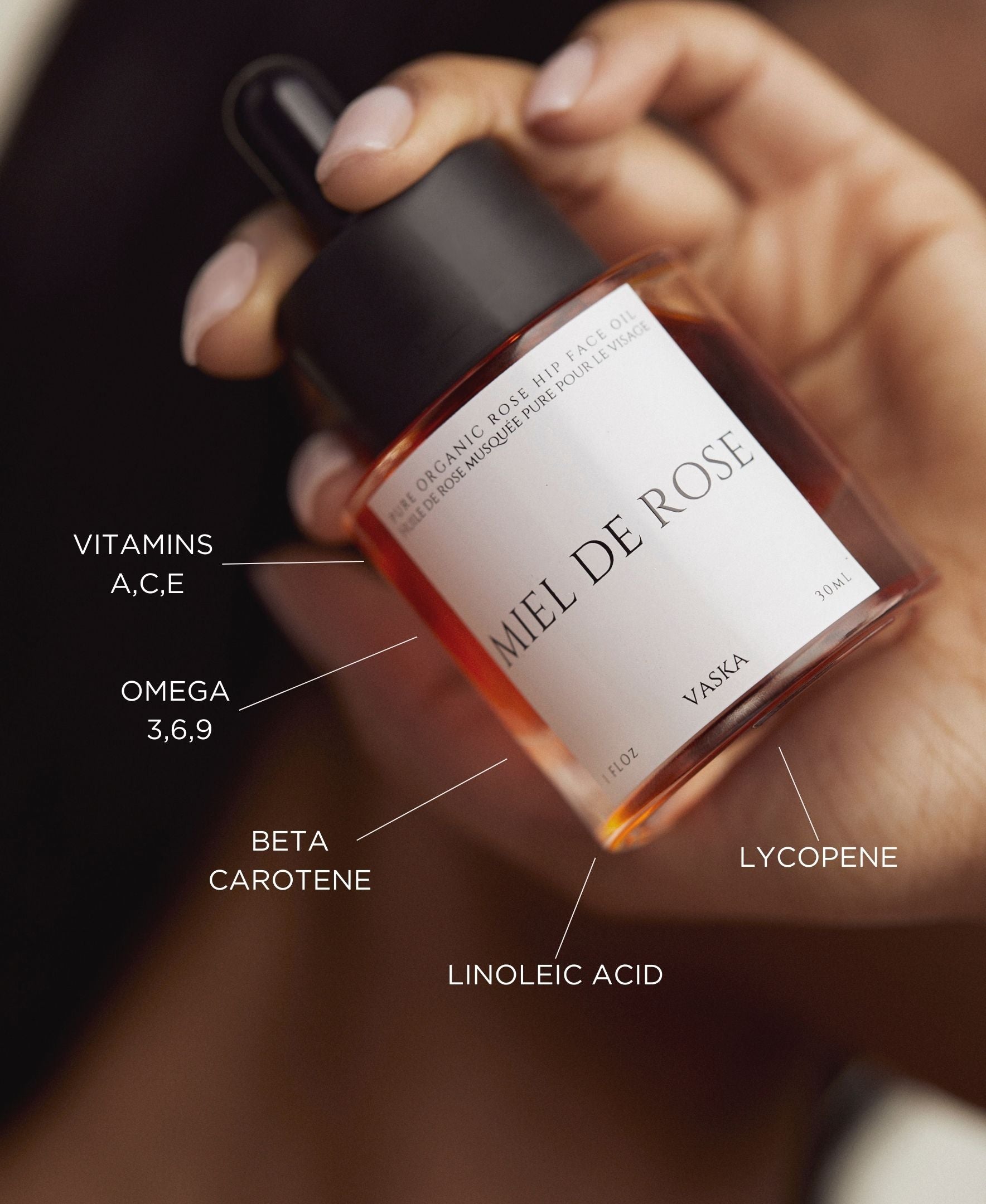 strawberry seed oil rose oil and hyssop oil MIEL DE ROSE ROSE FRUIT SEED OIL